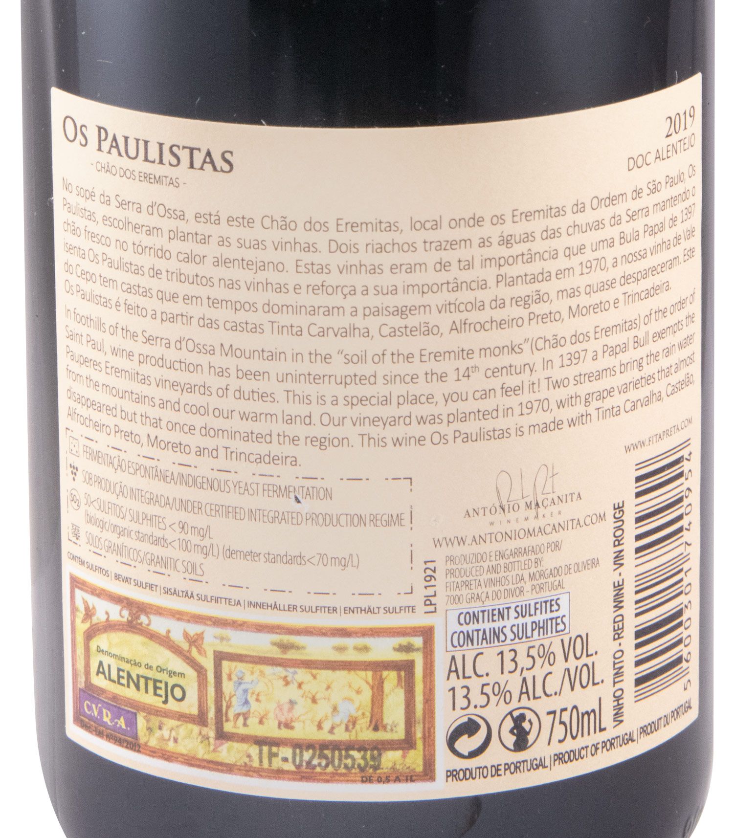 2019 António Maçanita Os Paulistas Chão dos Eremitas Vinhas Velhas tinto