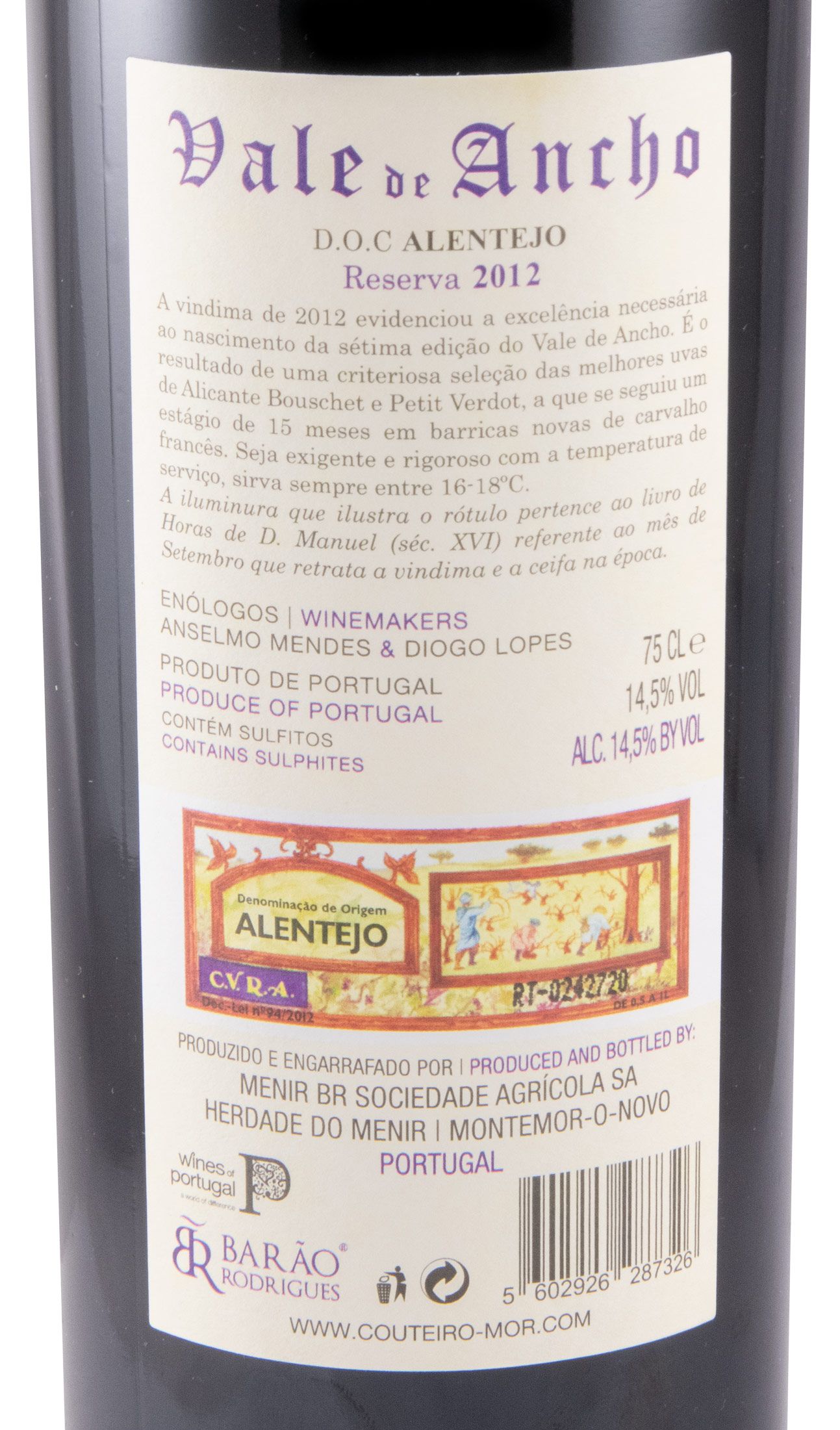 2012 Vale do Ancho Reserva red