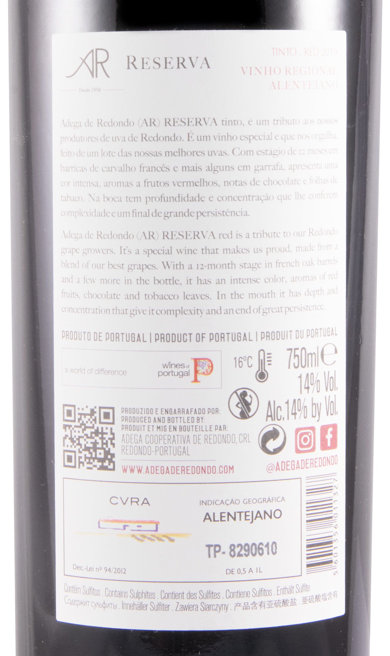 2019 Adega de Redondo AR Reserva red