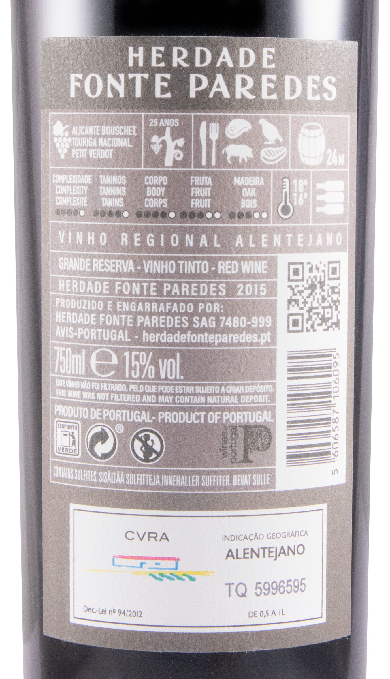 2015 Herdade Fonte Paredes Vinhas Velhas Grande Reserva red
