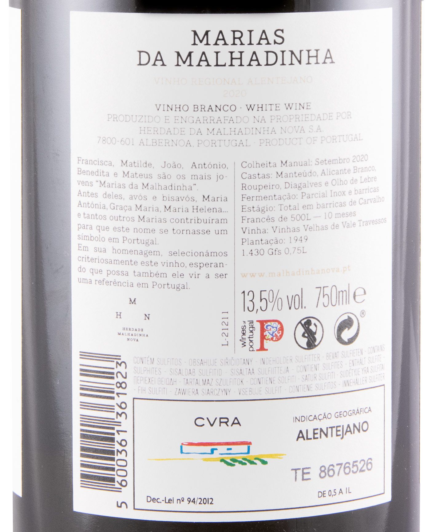 2020 Marias da Malhadinha Vinhas Velhas white