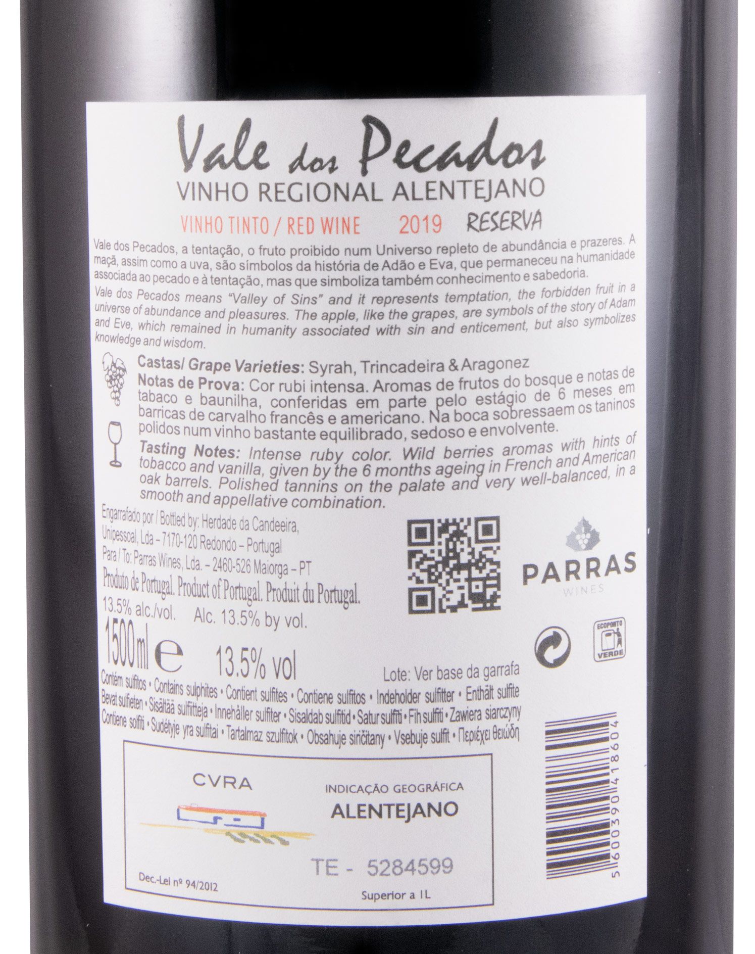 2019 Vale dos Pecados Reserva red 1.5L