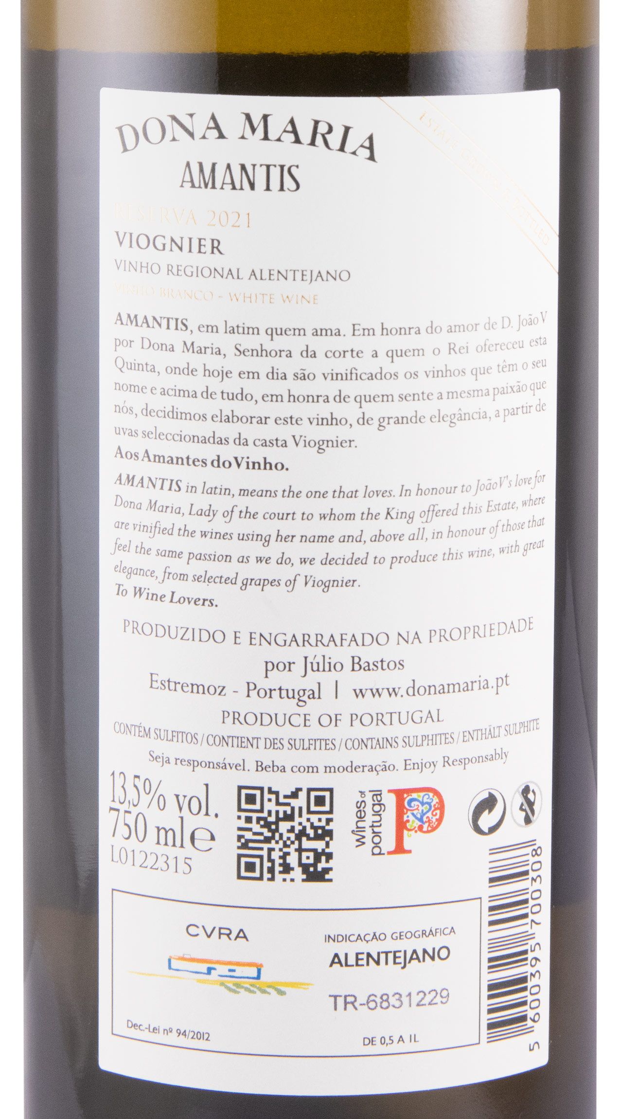 2021 Júlio Bastos Dona Maria Amantis Reserva branco