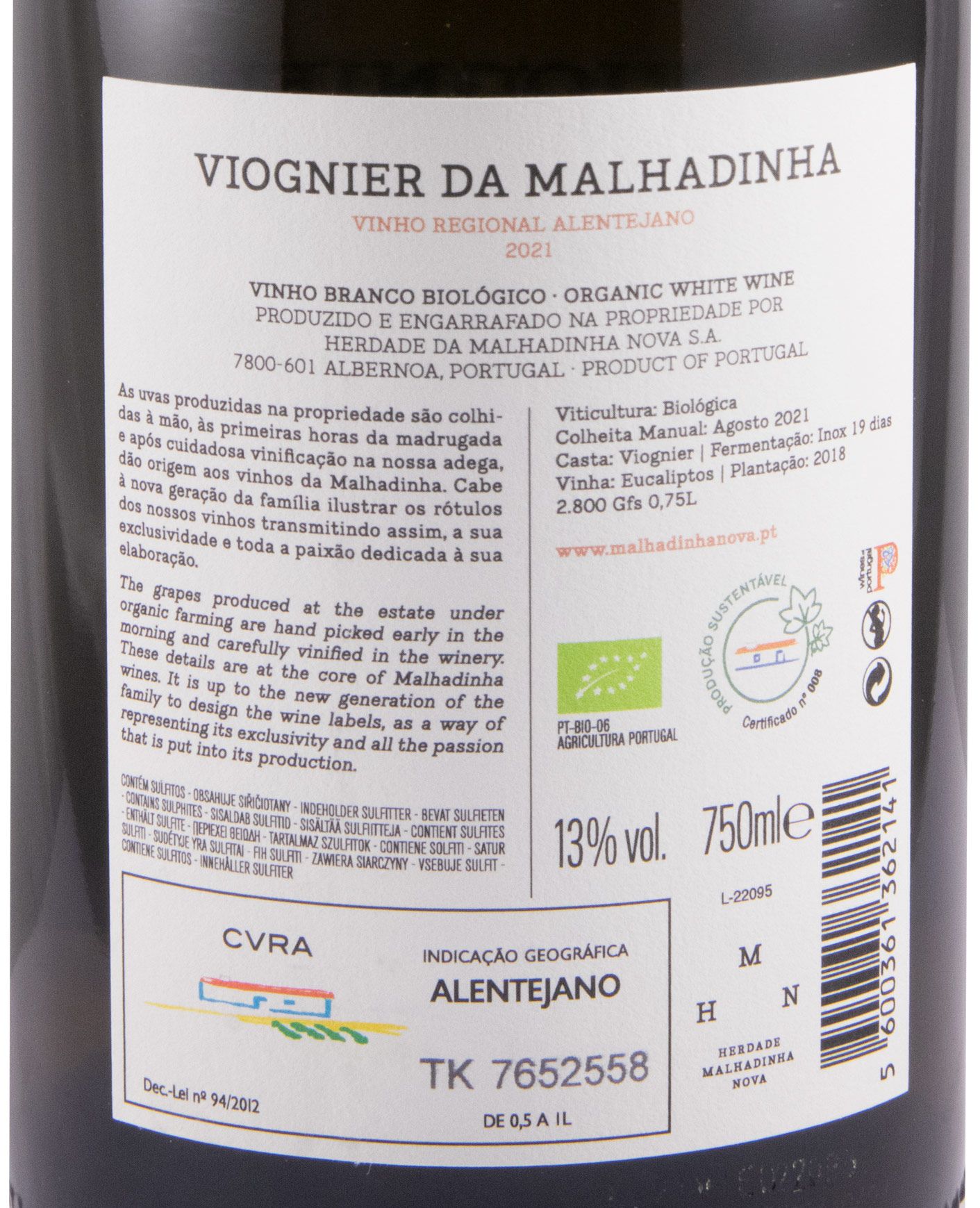 2021 Viognier da Malhadinha Vinha dos Eucaliptos organic white