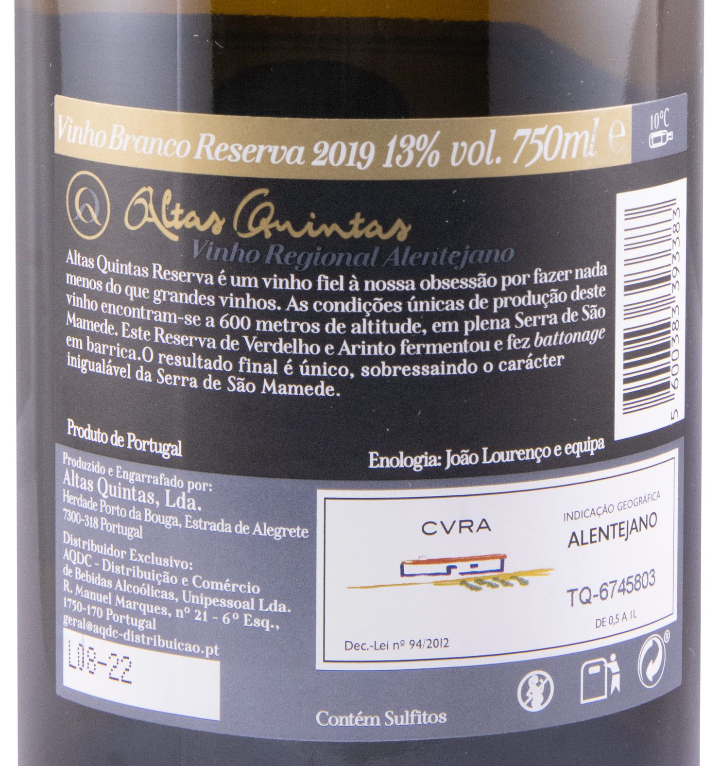 2019 Altas Quintas Reserva white