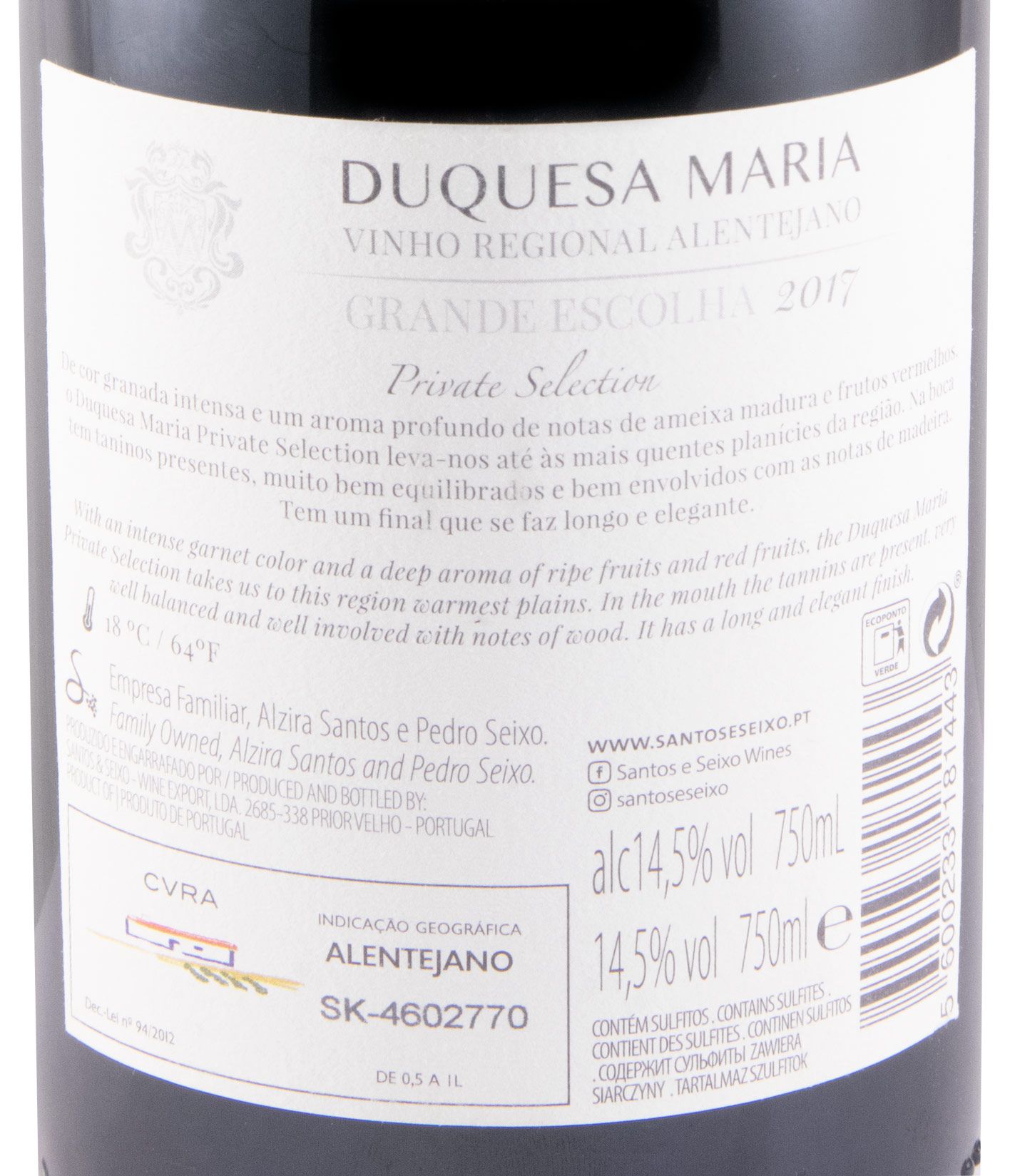 2017 Duquesa Maria Private Selection red