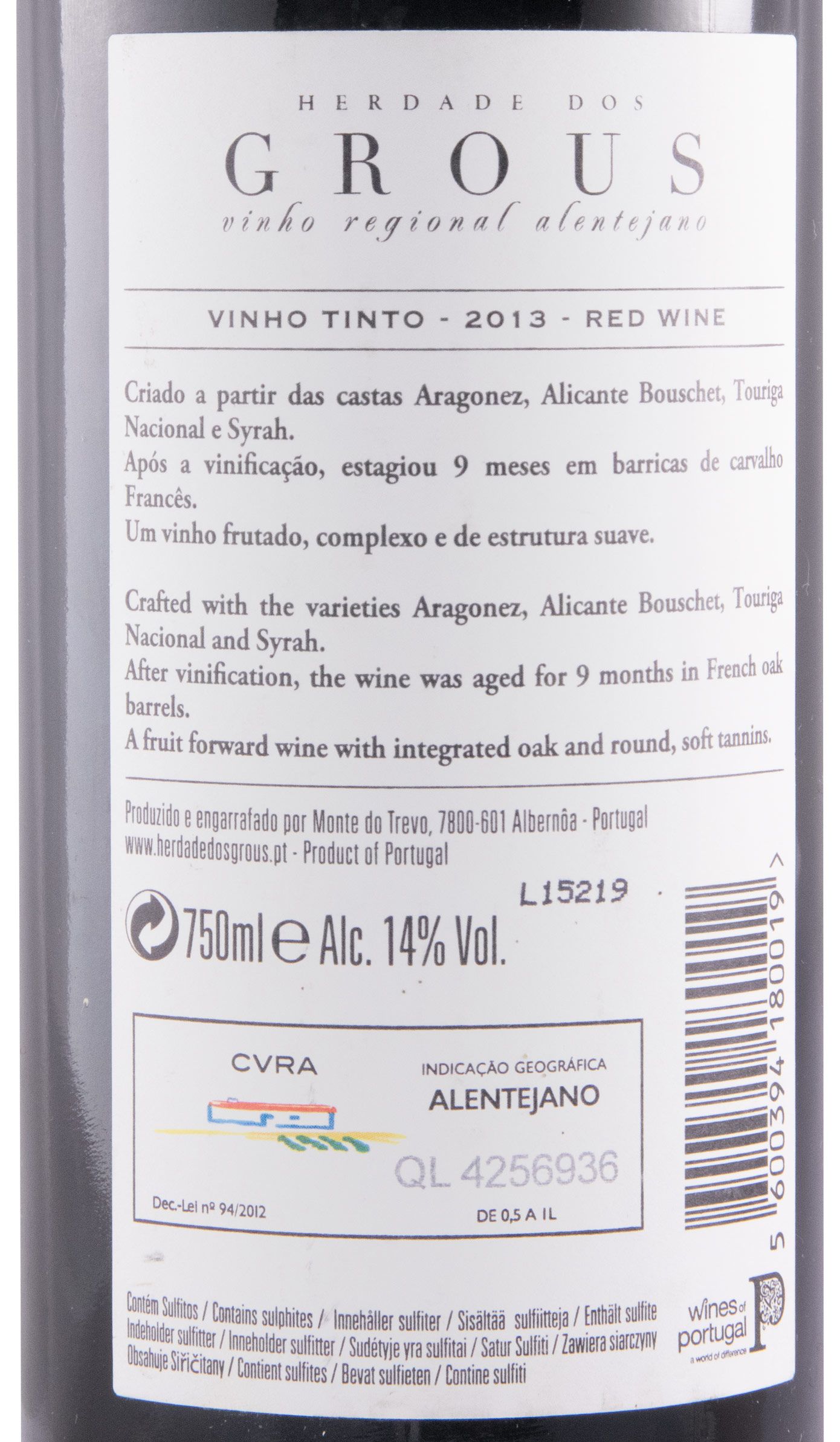 2013 Herdade dos Grous red
