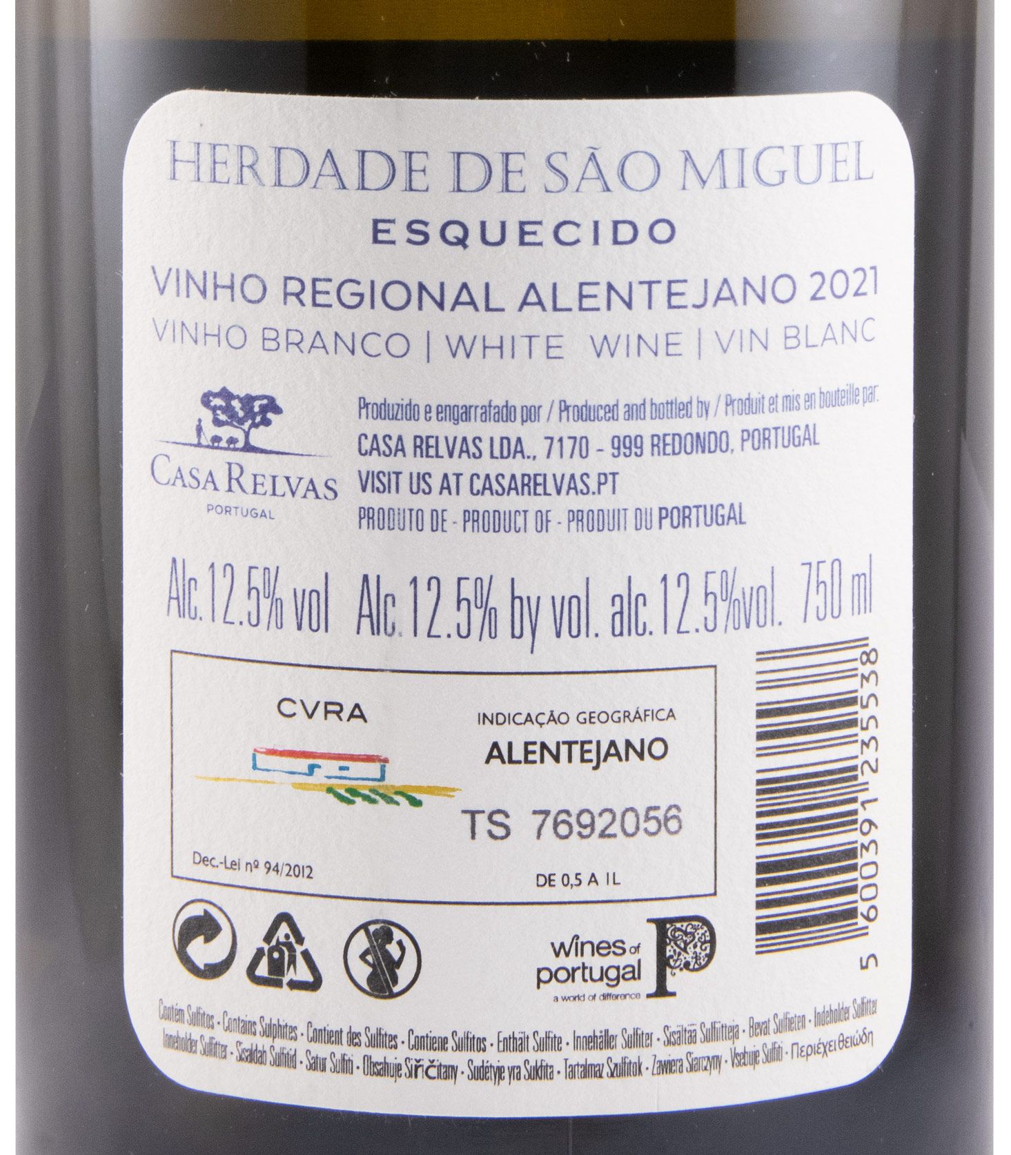 2021 Herdade de São Miguel Esquecido branco