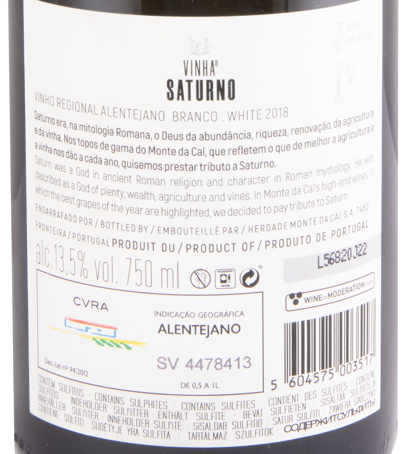 2018 Vinha de Saturno Arinto & Antão Vaz white