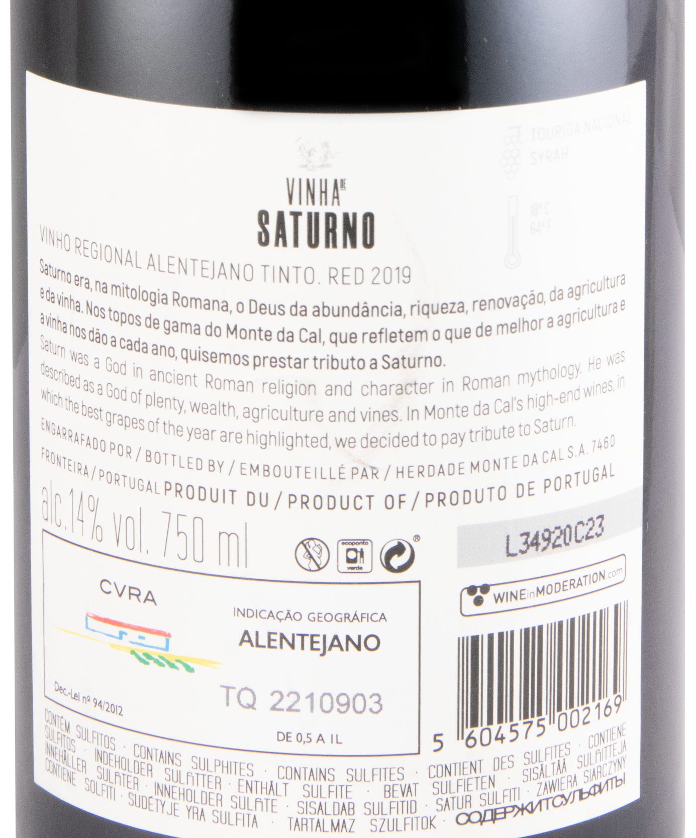 2019 Vinha de Saturno Touriga Nacional & Syrah tinto