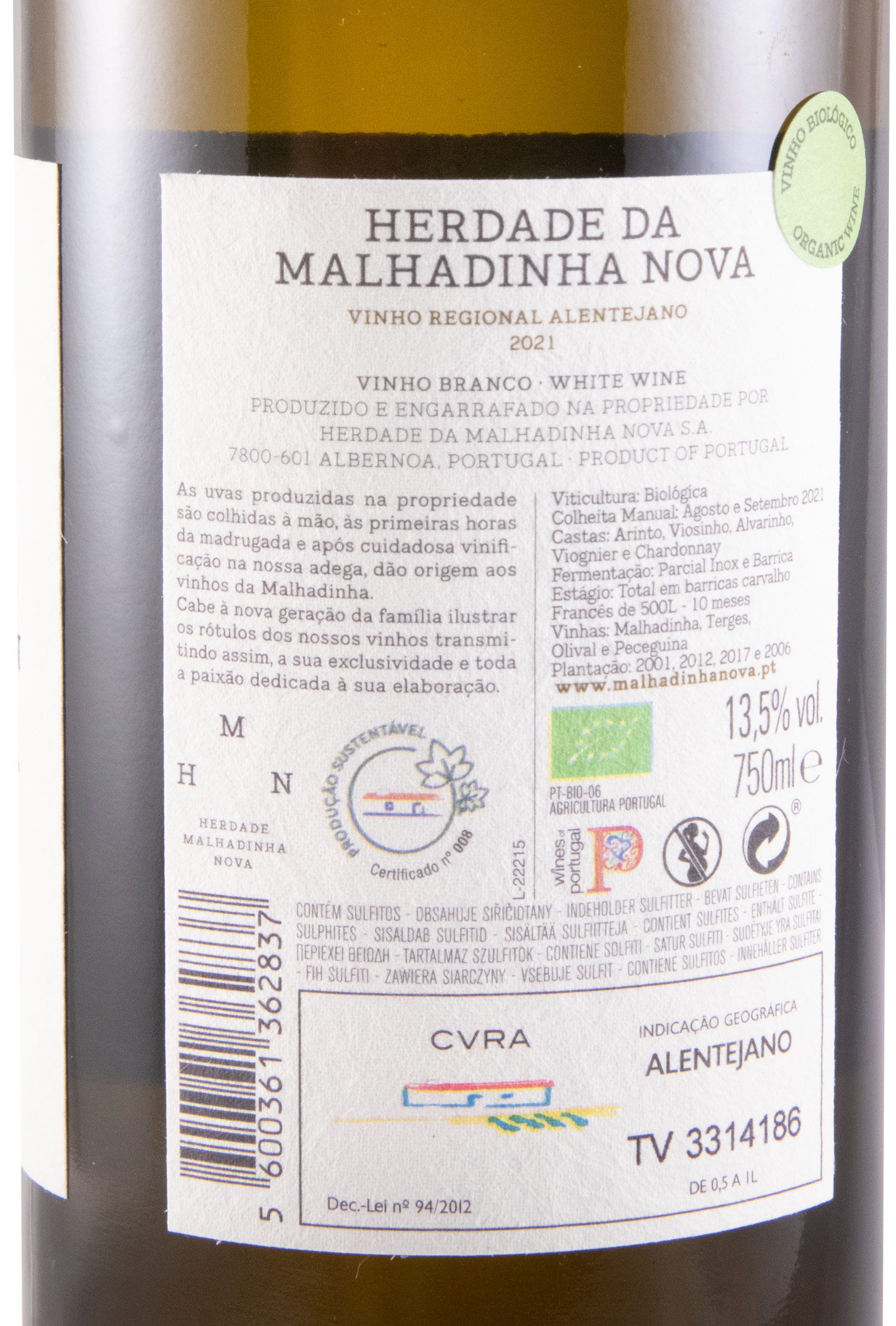 2021 Malhadinha organic white