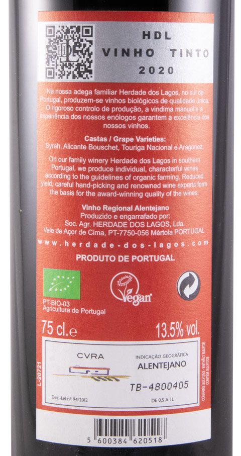 2020 Herdade dos Lagos HDL organic red