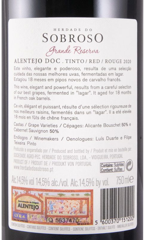 2020 Herdade do Sobroso Grande Reserva tinto