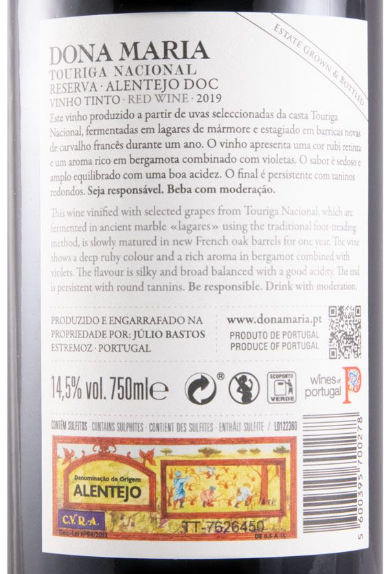 2019 Júlio Bastos Dona Maria Touriga Nacional Reserva red