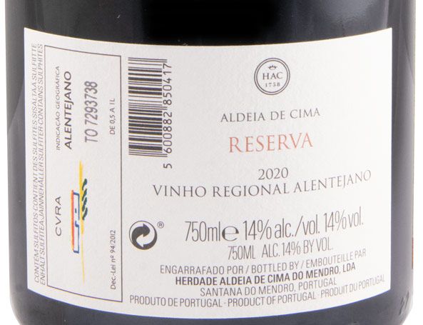 2020 Herdade Aldeia de Cima Reserva tinto
