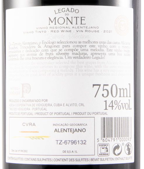 2021 Legado do Monte Private Selection red