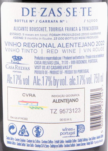 2022 Casa Relvas Dezassete tinto