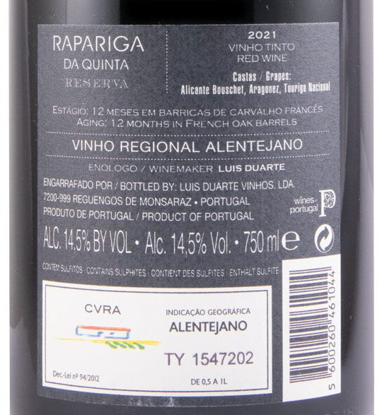 2021 Rapariga da Quinta Reserva red