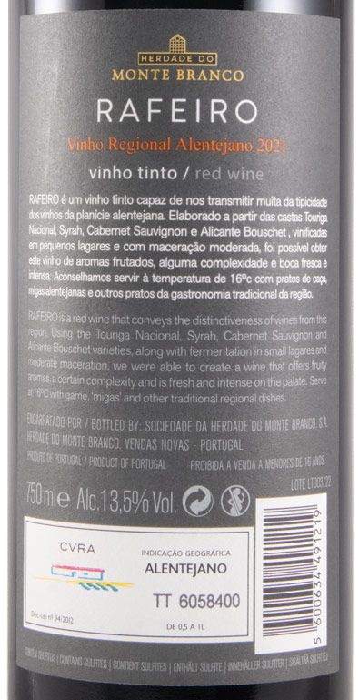 2021 Herdade do Monte Branco Rafeiro red