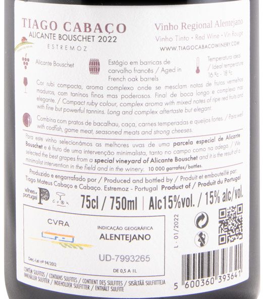2022 Tiago Cabaço Alicante Bouschet tinto