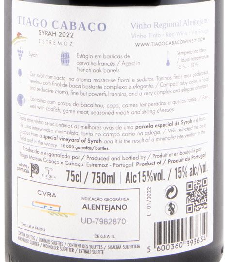 2022 Tiago Cabaço Syrah tinto
