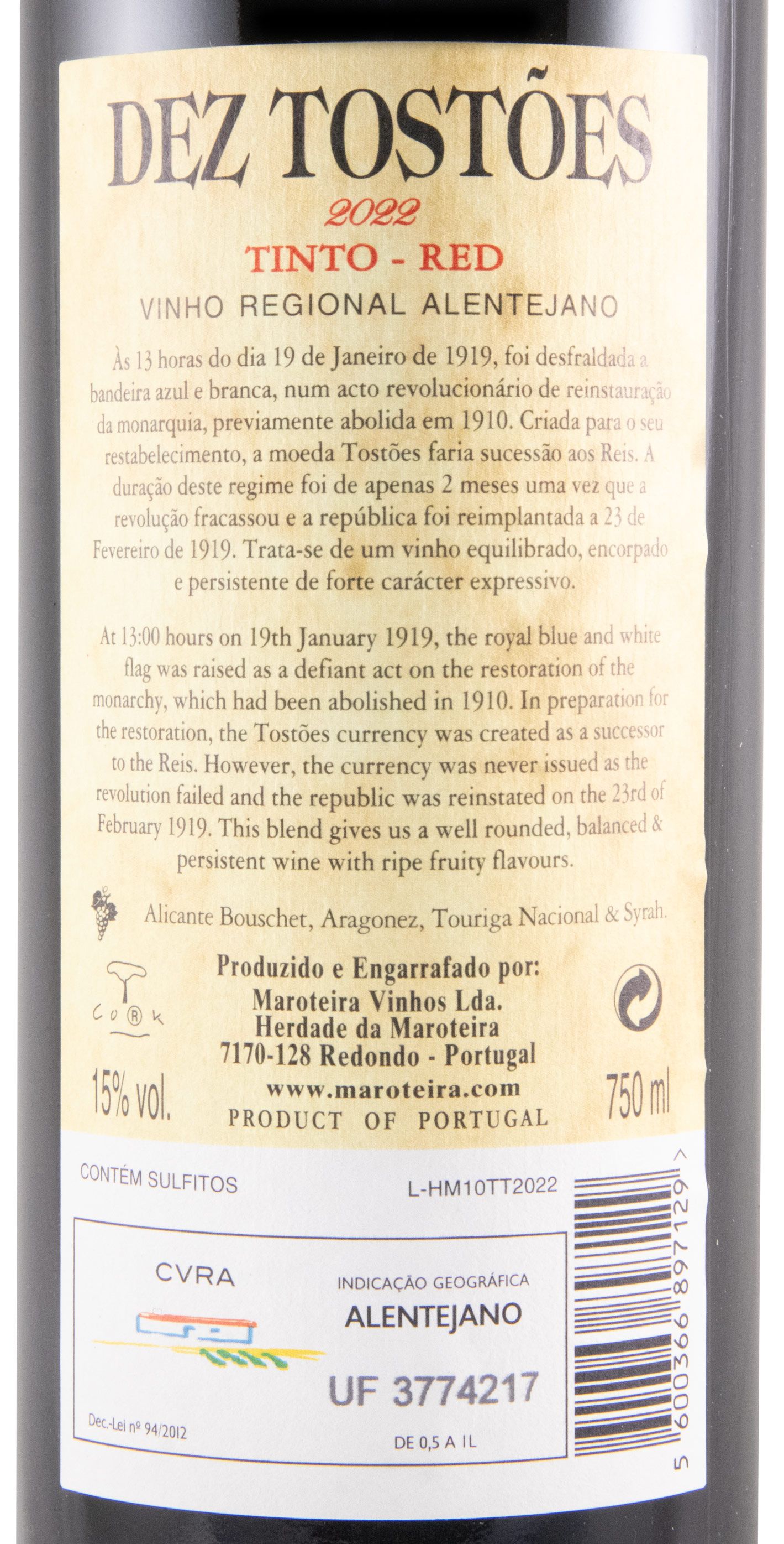 2022 Herdade da Maroteira Dez Tostões red