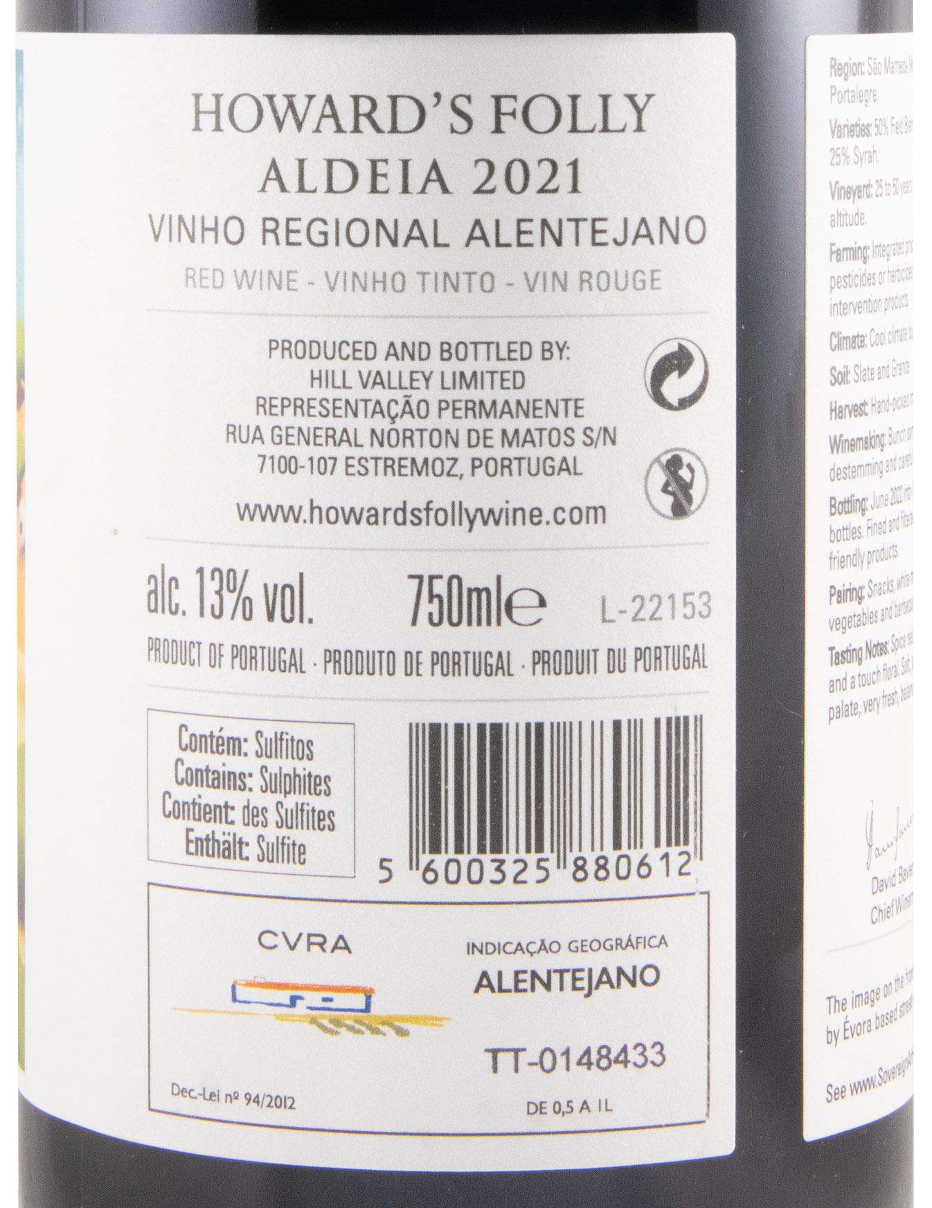 2021 Howard's Folly Aldeia red