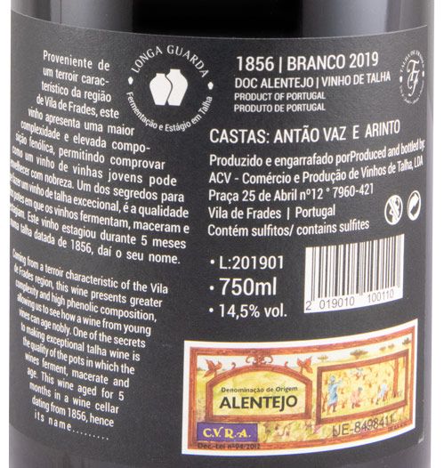 2019 Talha de Frades 1856 branco (rótulo danificado)