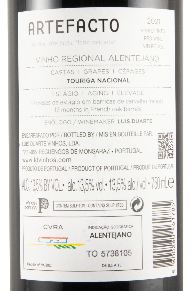 2021 Artefacto Touriga Nacional red