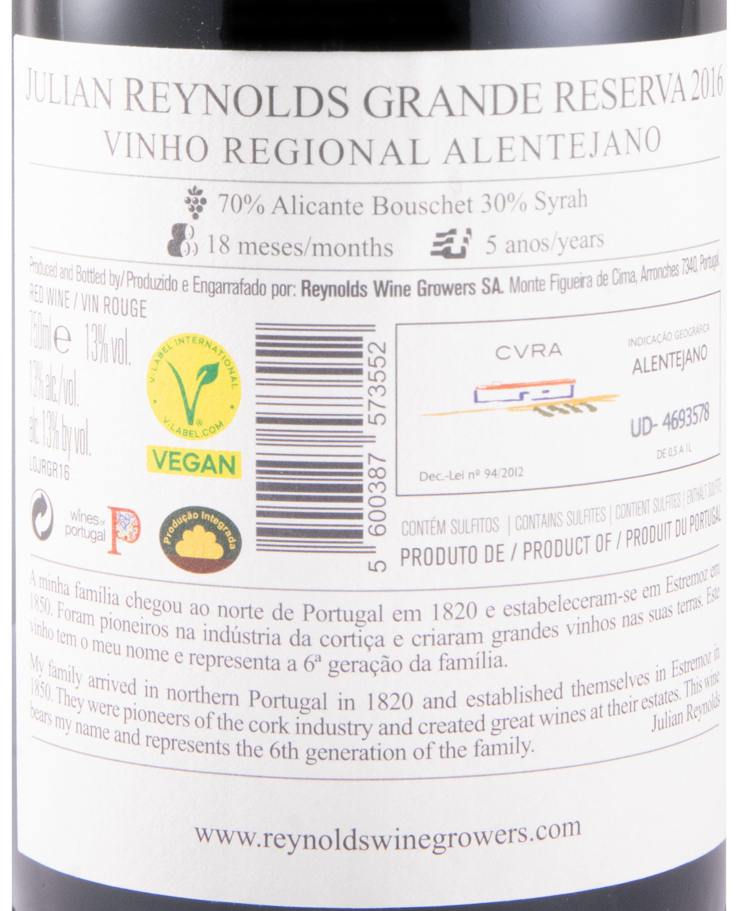 2016 Julian Reynolds Grande Reserva tinto