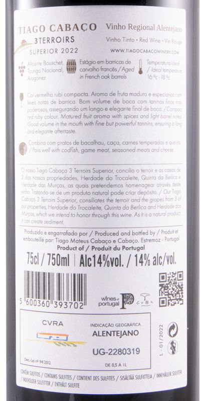 2022 Tiago Cabaço 3 Terroirs Superior red