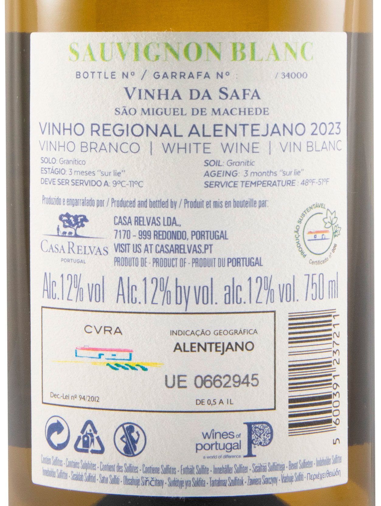 2023 Casa Relvas Vinha da Safa Sauvignon Blanc branco
