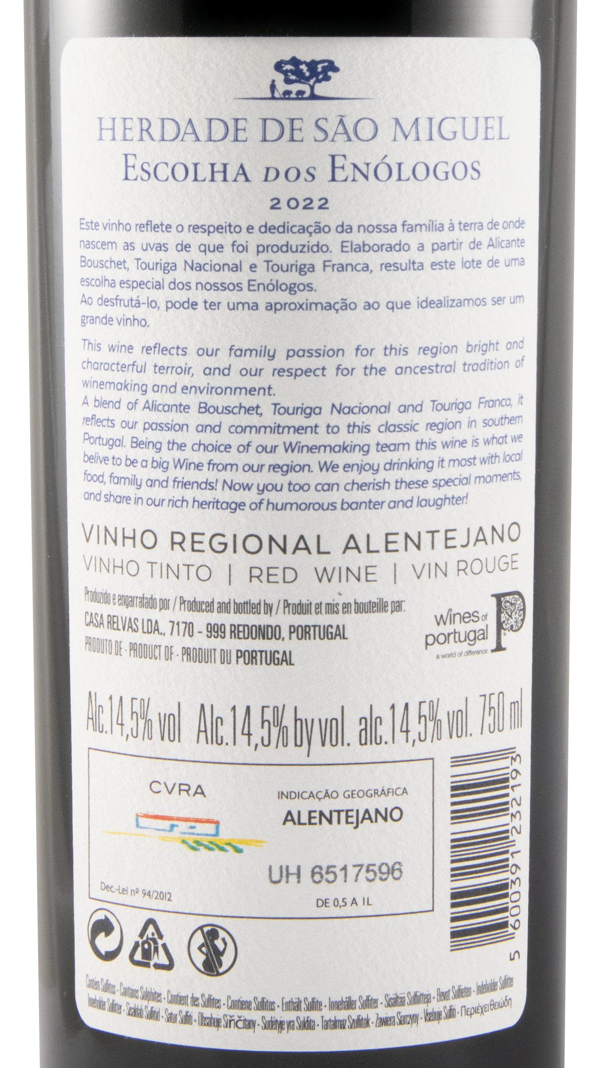 2022 Herdade de São Miguel Escolha dos Enólogos red