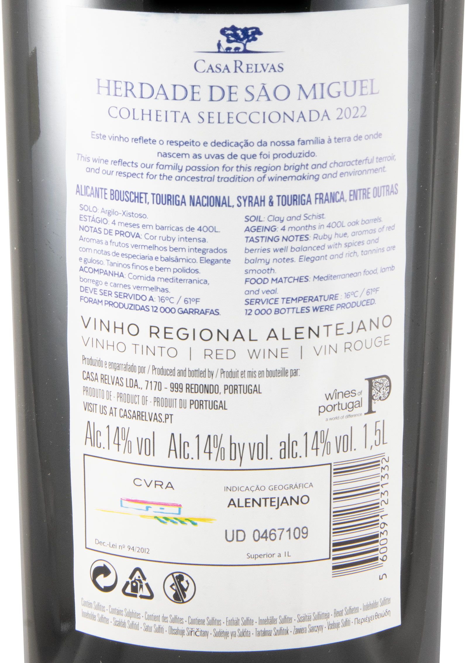 2022 Herdade de São Miguel Colheita Seleccionada tinto 1,5L
