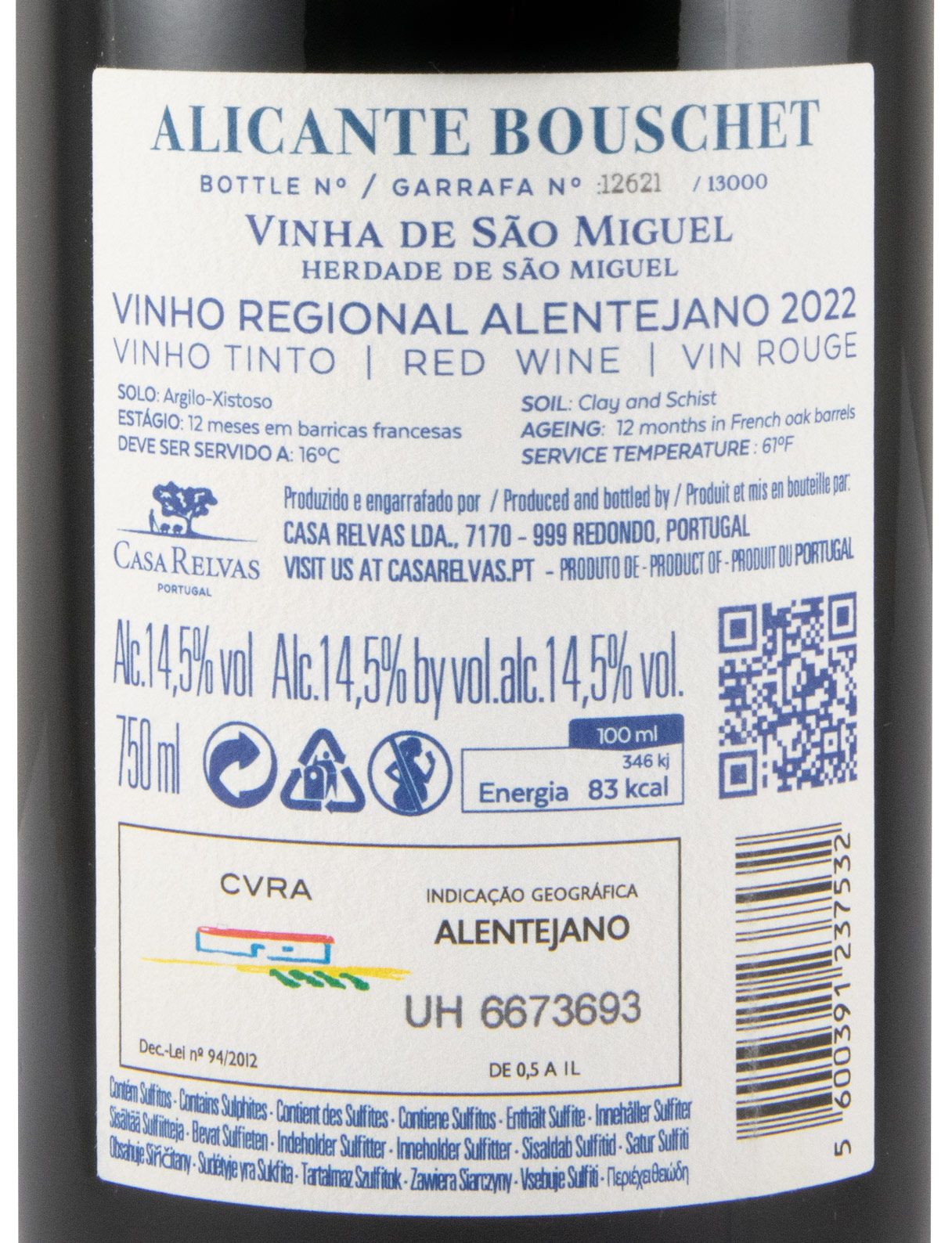 2022 Casa Relvas Alicante Bouschet tinto