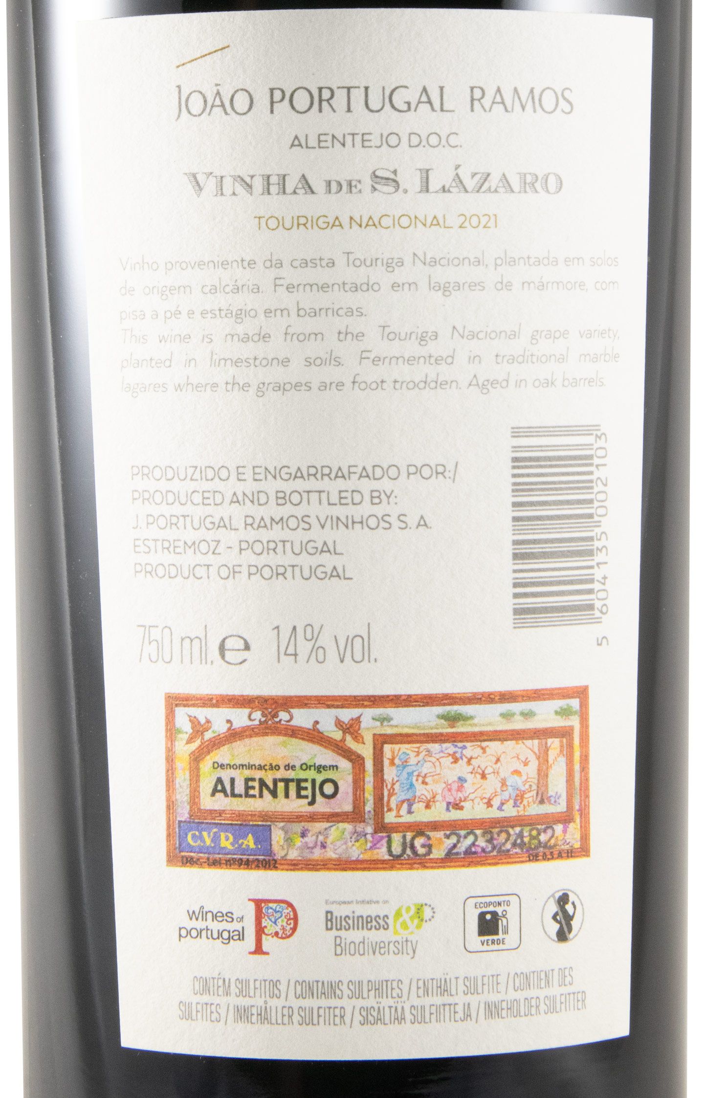 2021 João Portugal Ramos Vinha de S. Lázaro Touriga Nacional tinto