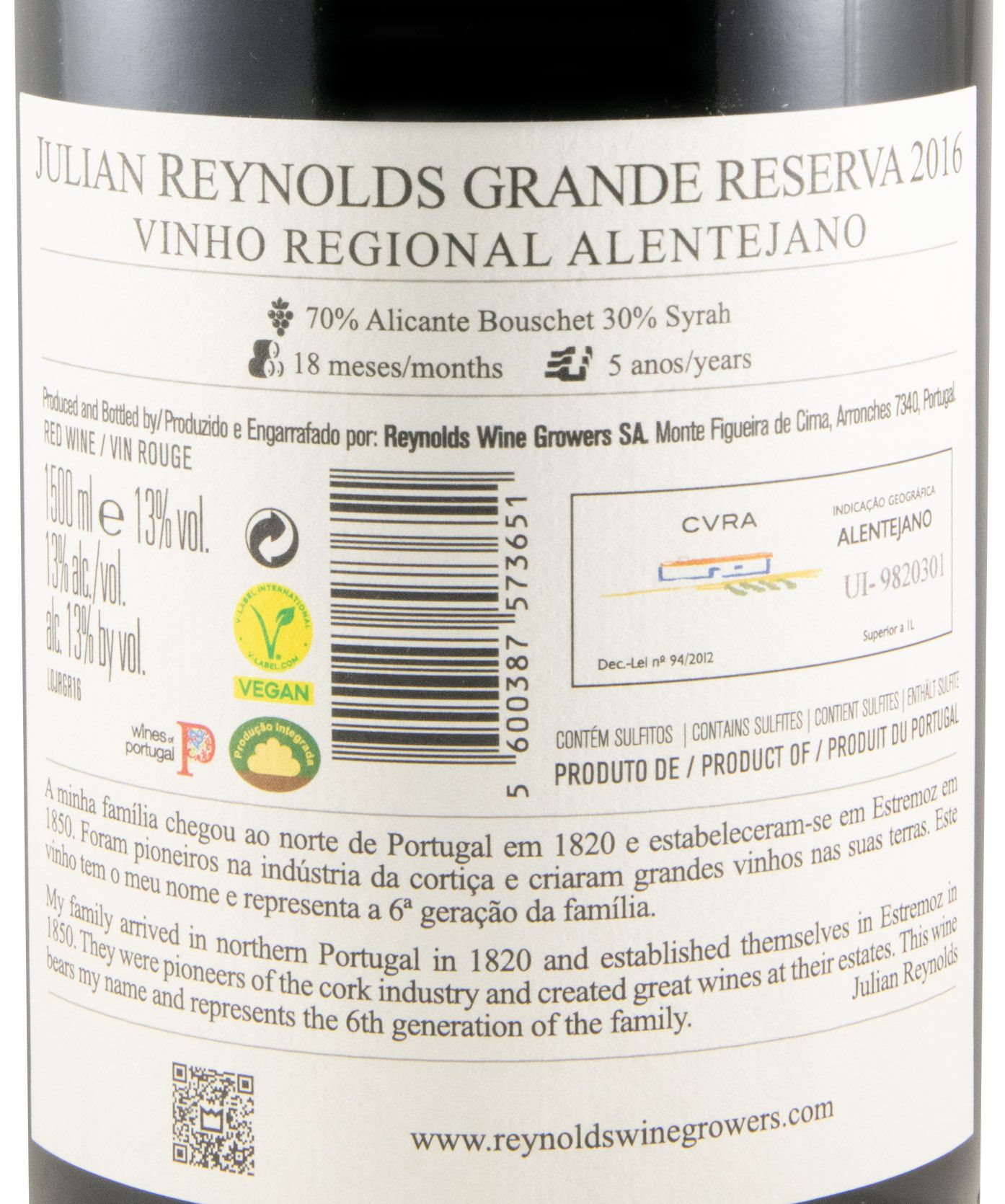 2016 Julian Reynolds Grande Reserva tinto 1,5L