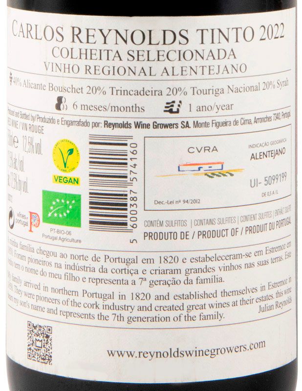 2022 Carlos Reynolds biológico tinto
