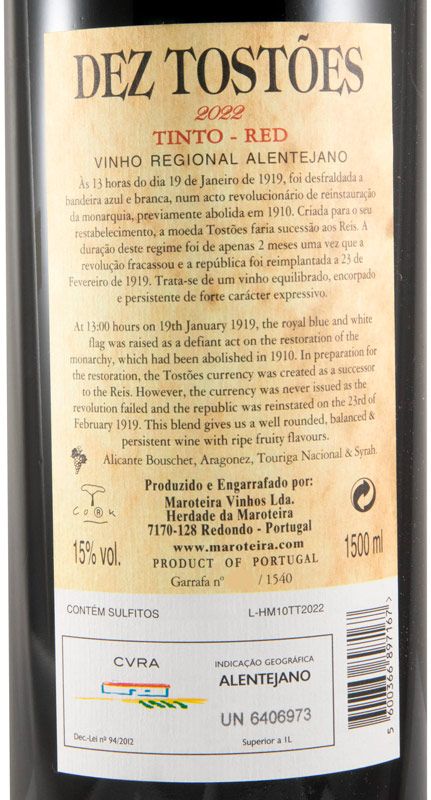 2022 Herdade da Maroteira Dez Tostões tinto 1,5L