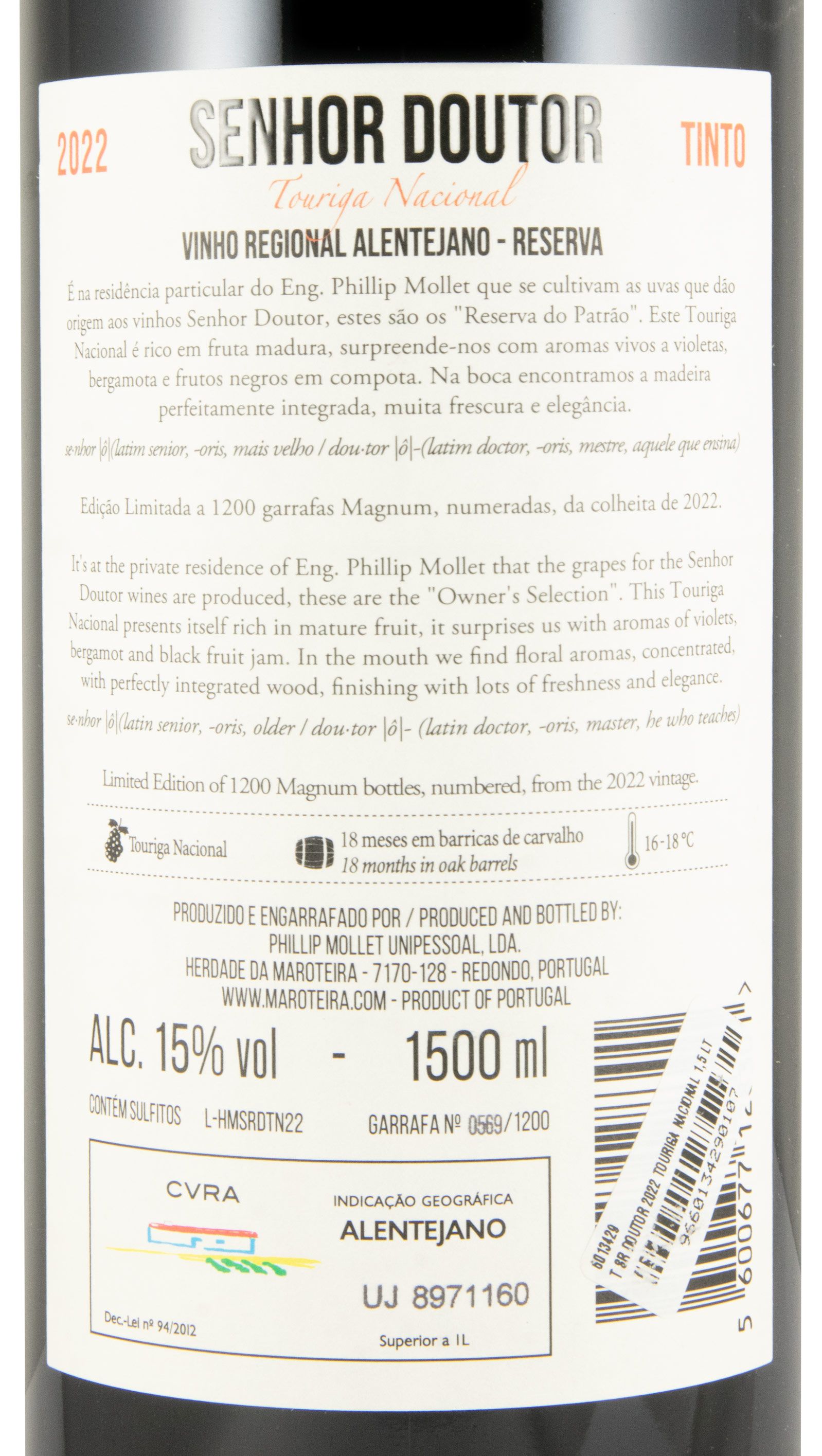 2022 Senhor Doutor Touriga Nacional Reserva tinto 1,5L