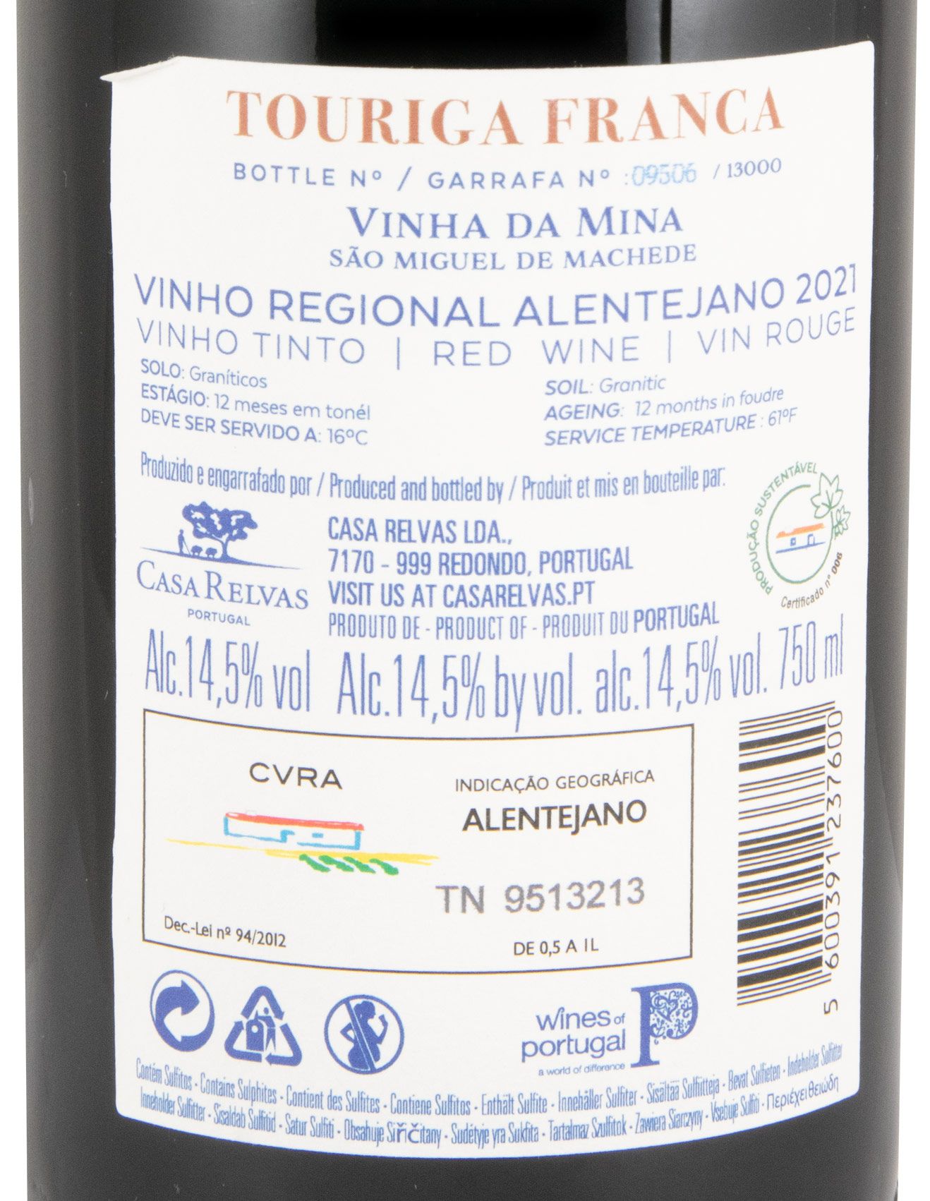 2021 Casa Relvas Vinha da Mina Touriga Franca tinto