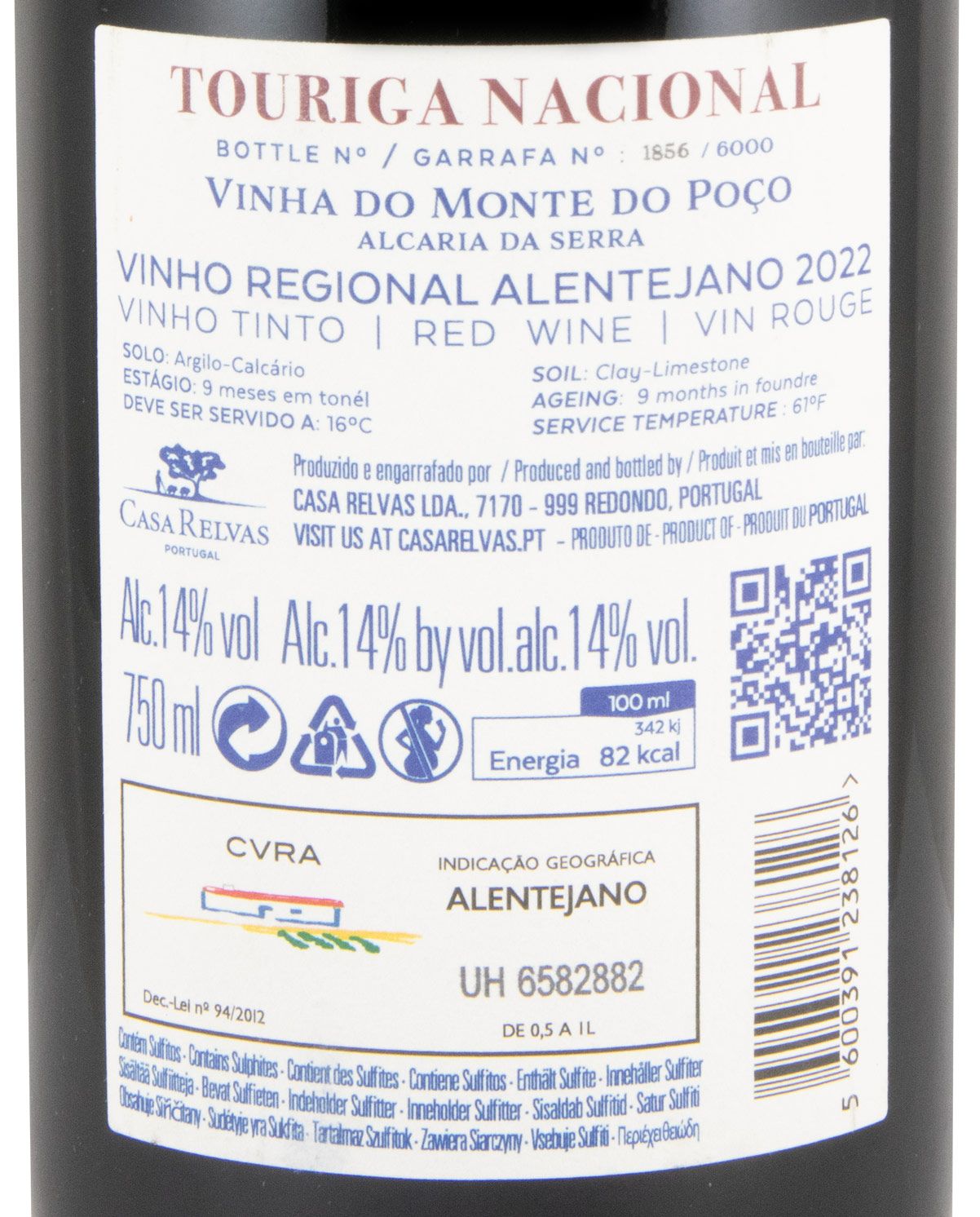 2022 Casa Relvas Vinha do Monte do Poço Touriga Nacional red