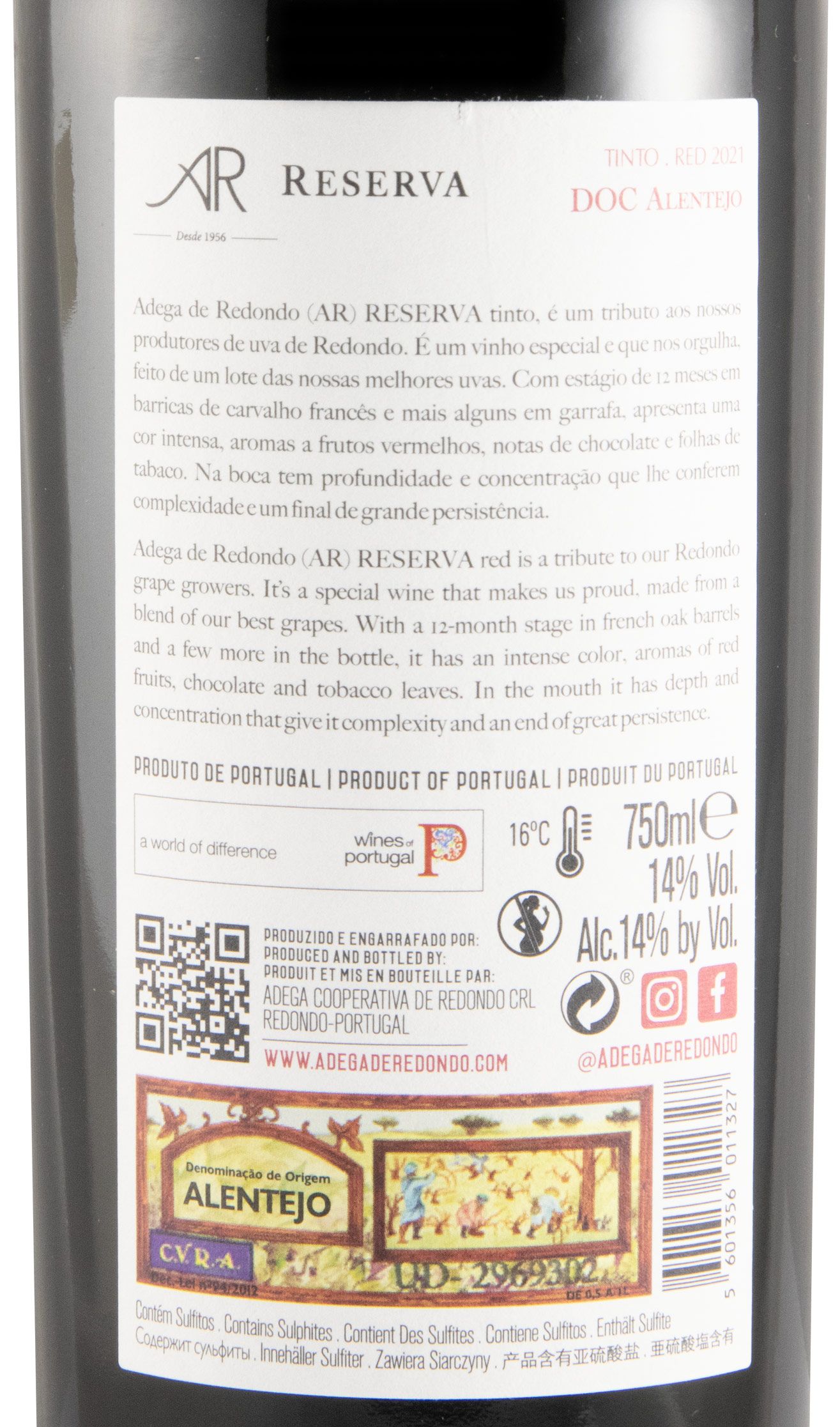 2022 Adega de Redondo AR Reserva tinto