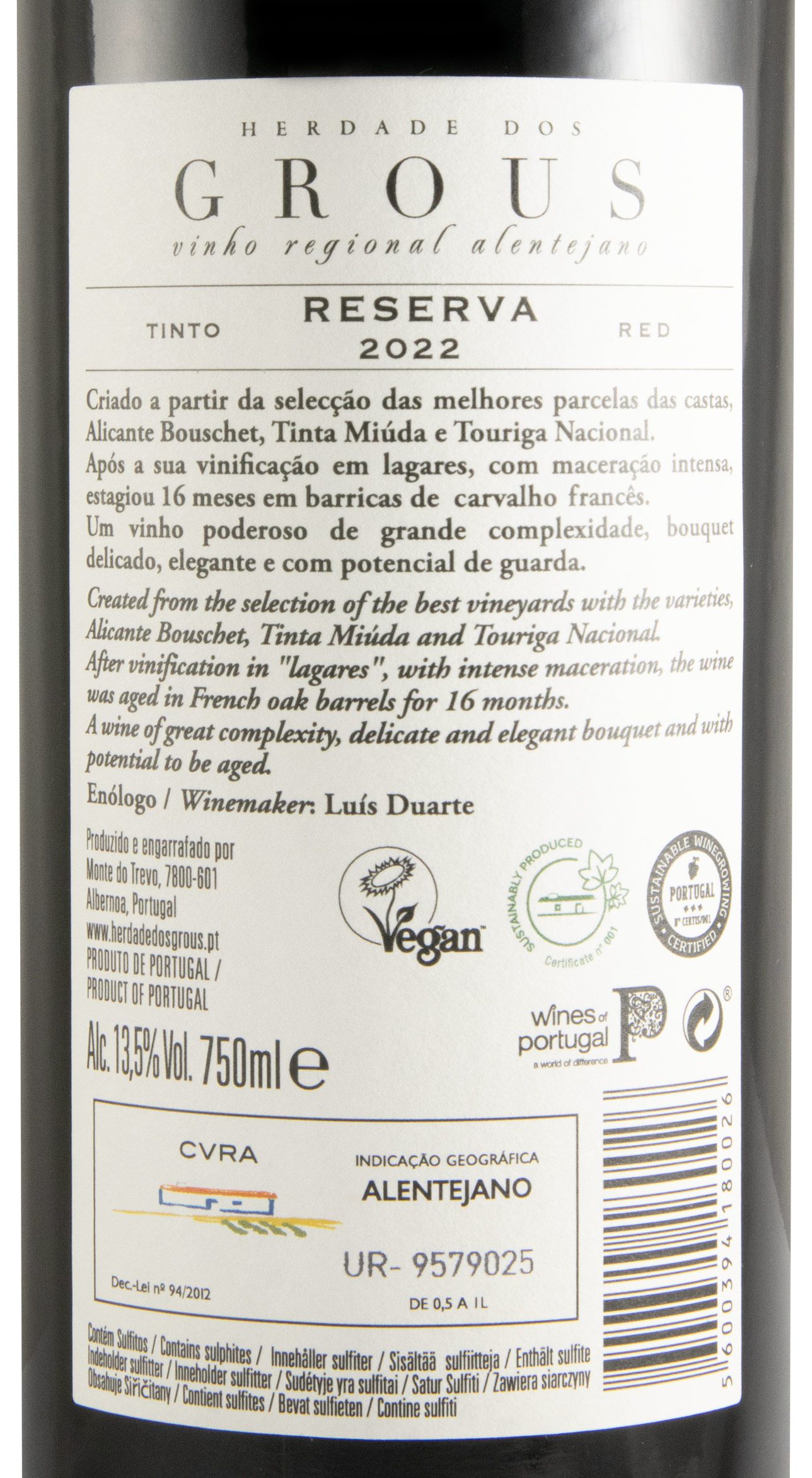 2022 Herdade dos Grous Reserva tinto
