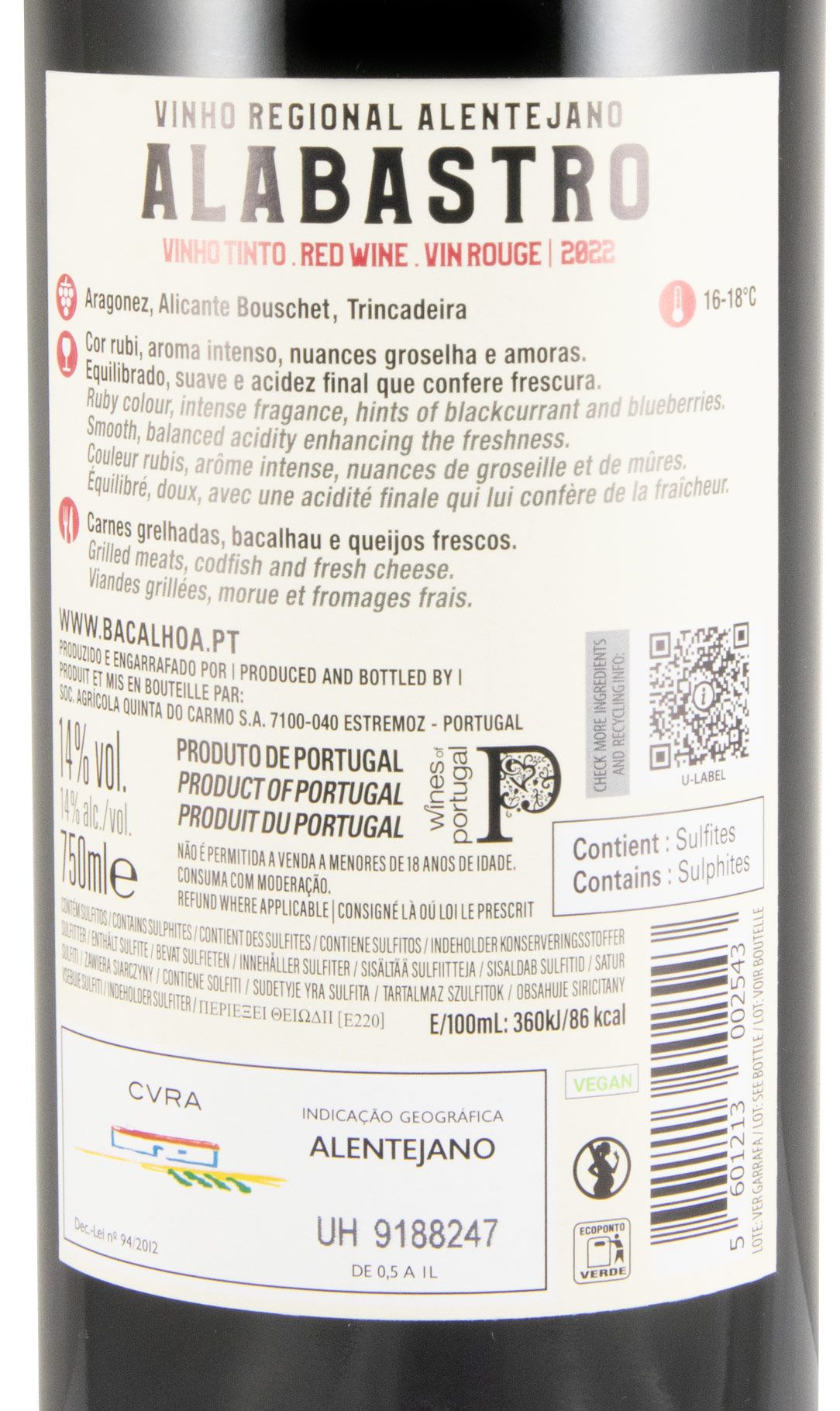 2022 Bacalhôa Alabastro red (damaged label)