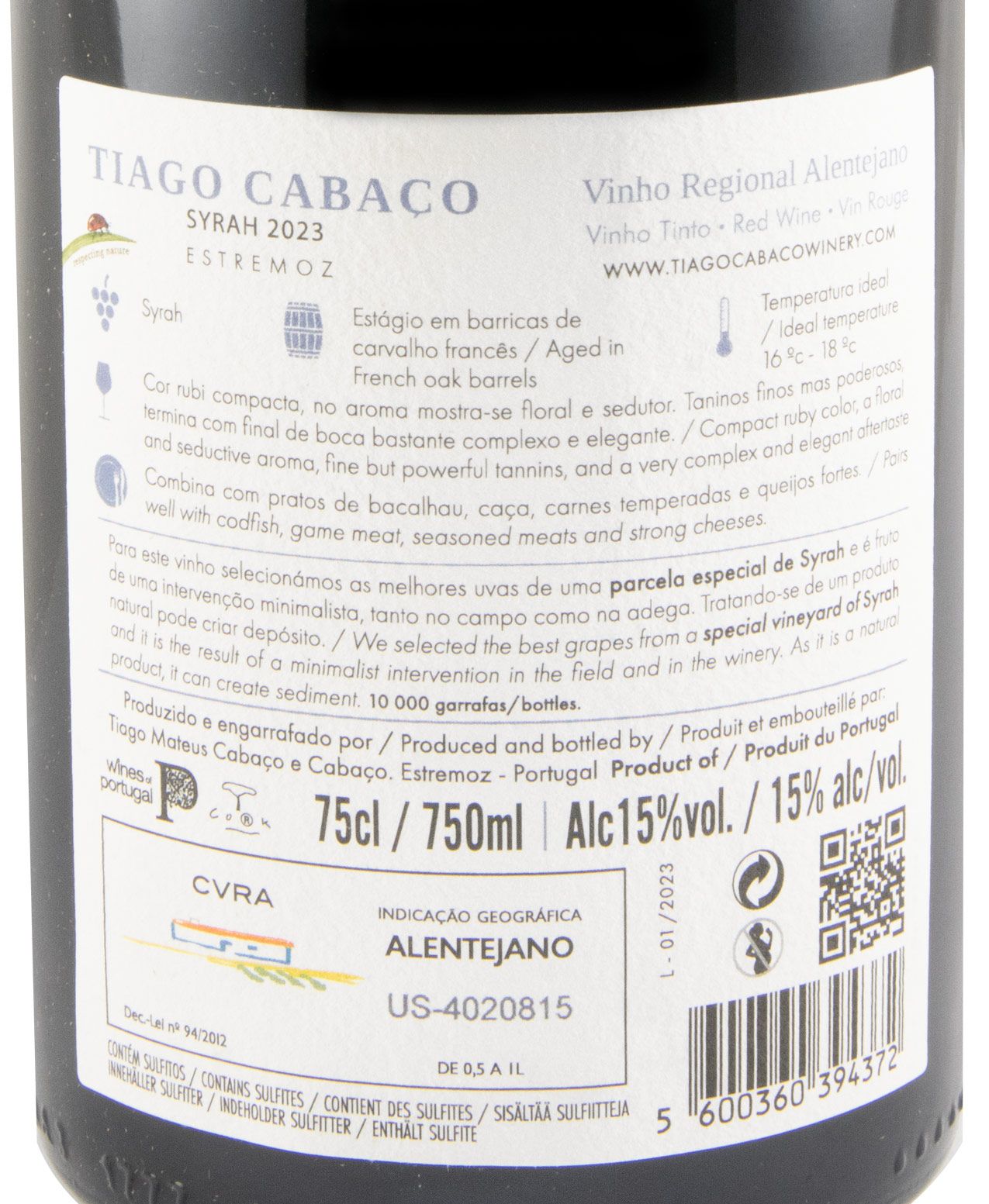 2023 Tiago Cabaço Syrah red