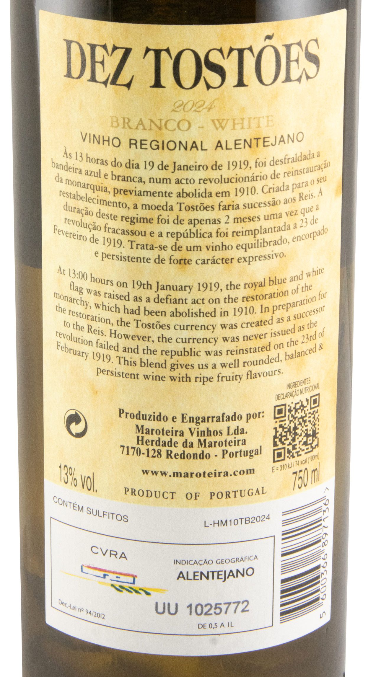 2024 Herdade da Maroteira Dez Tostões white
