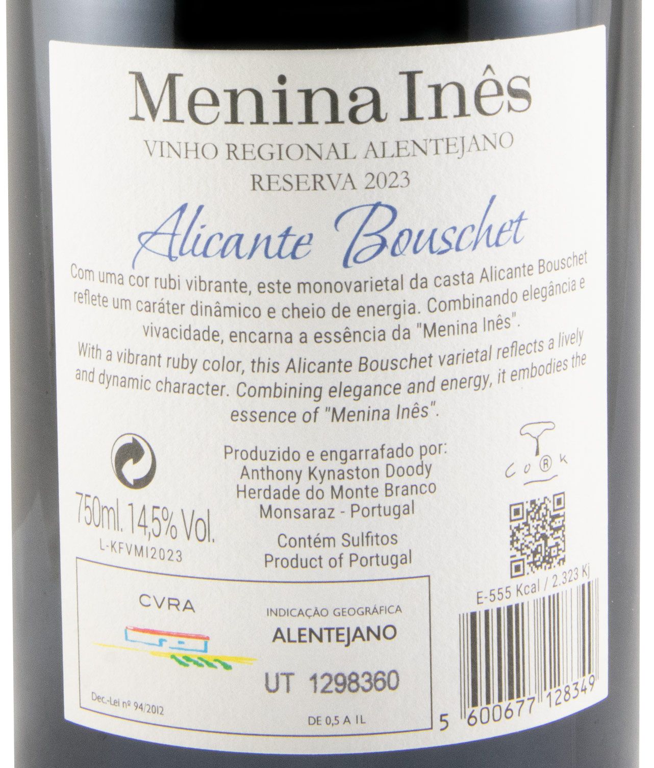 2023 Menina Inês Alicante Bouschet Reserva tinto