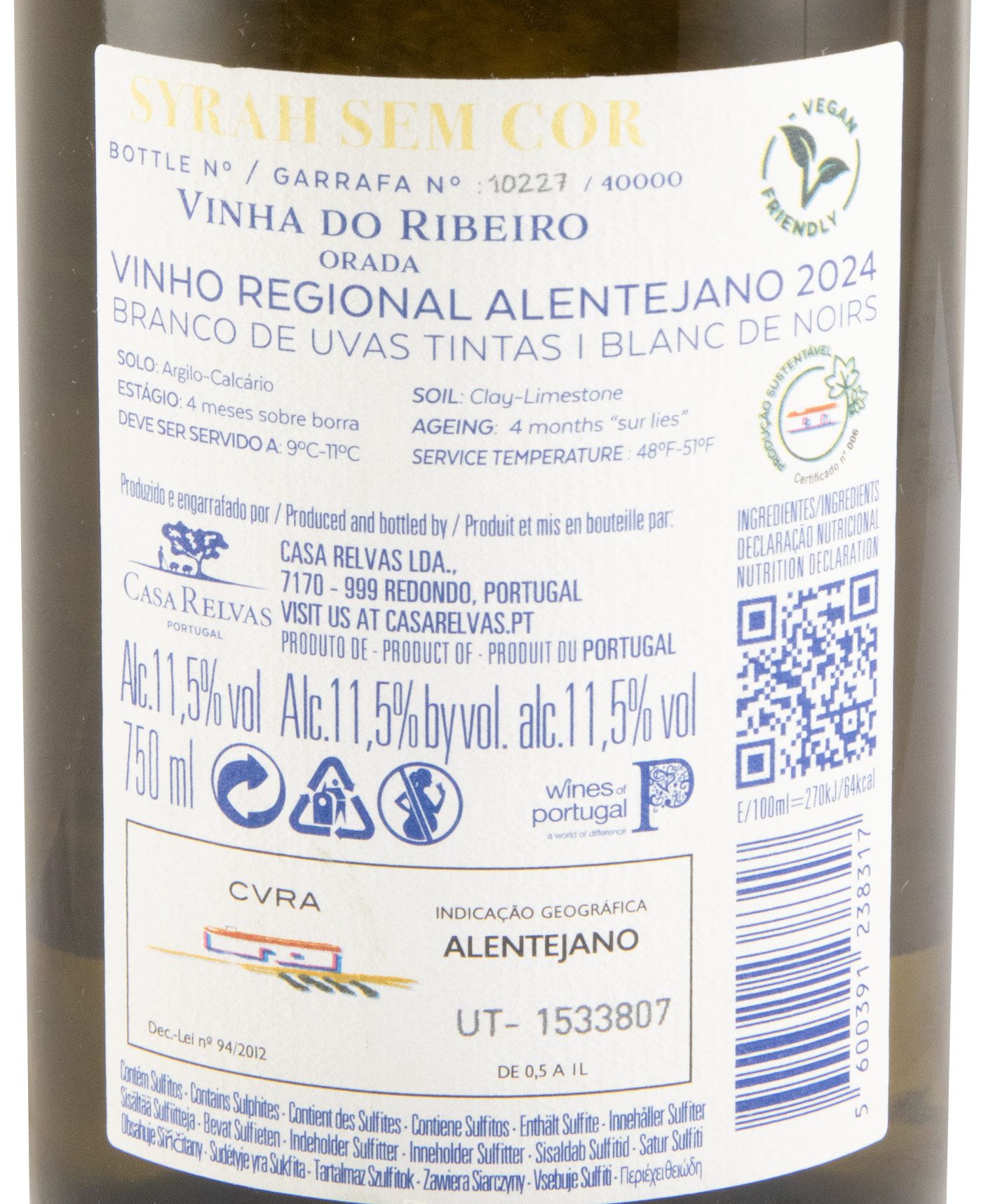 2024 Casa Relvas Syrah Sem Cor white