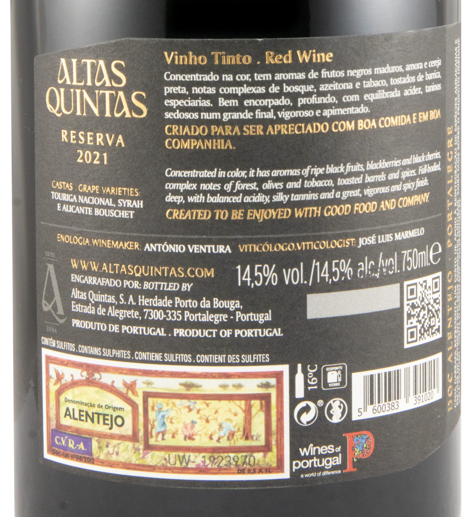 2021 Altas Quintas Reserva tinto